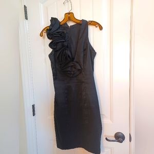 Jessica McClintock Ruffled Black Dress V-neck Size 4